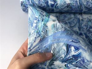 Bomuldssatin - abstrakt og skønne blå toner